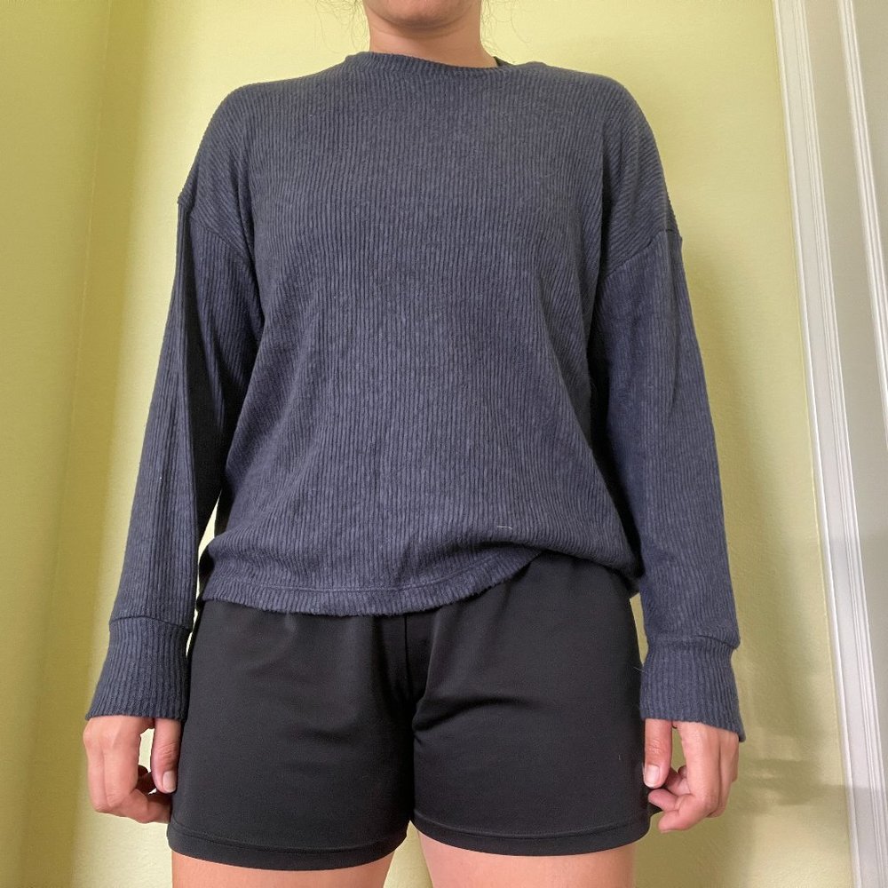 Navy Blue Doleman-style Knit Long Sleeve